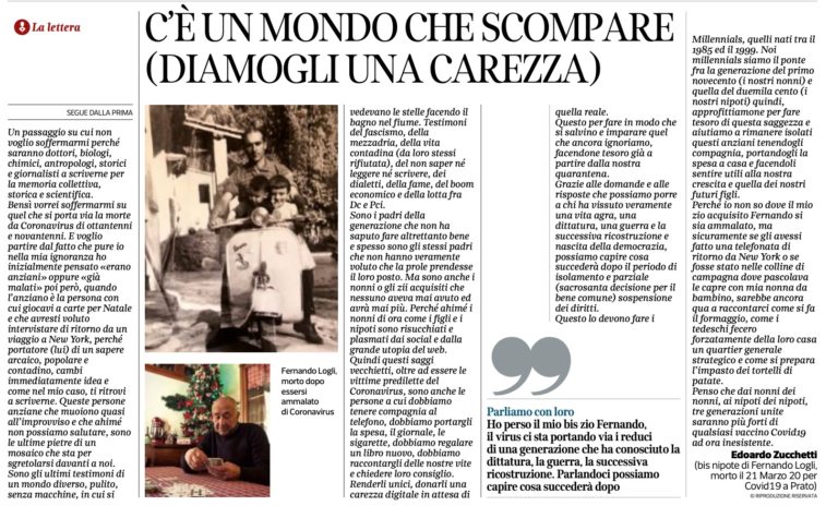 “Lettera al mio bis zio, un mondo che scompare” di Edoardo Zucchetti