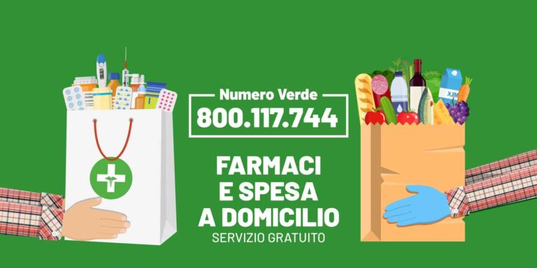 Il nuovo numero verde 800 117 744 per la consegna di farmaci e spesa a domicilio
