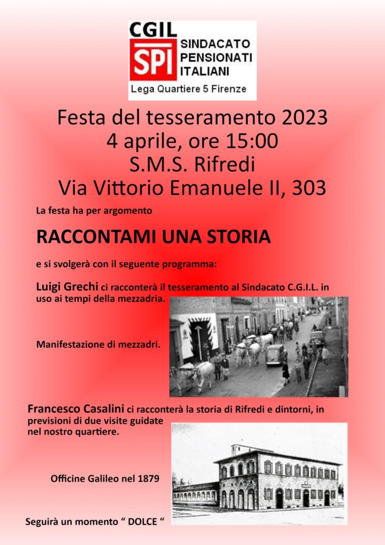 Festa Del Tesseramento 2023 Raccontami Una Storia Spi Cgil Toscana 