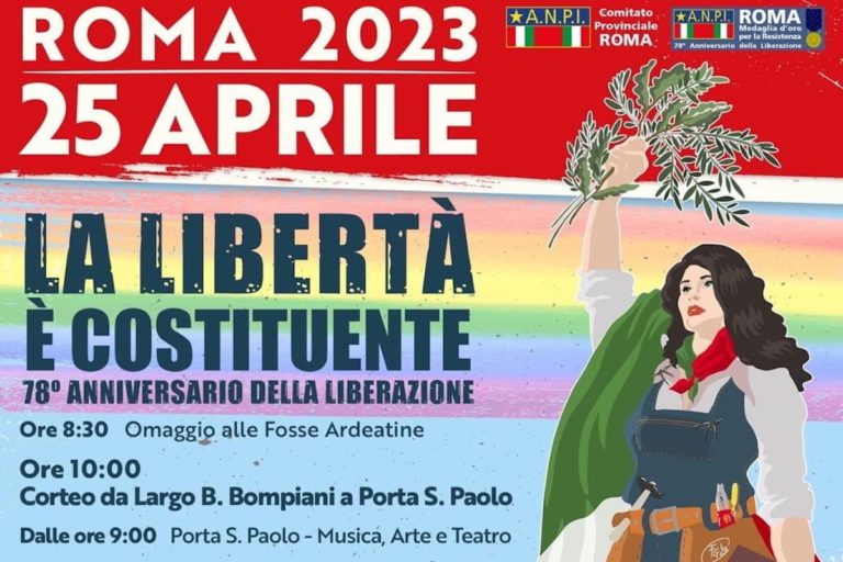 25 aprile. Maurizio Landini conclude la manifestazione di Roma