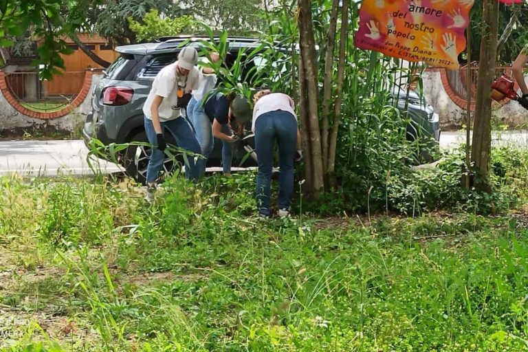 Gli Scout del Clan Pistoia 3 tagliano l’erba sul terreno confiscato a Quarrata