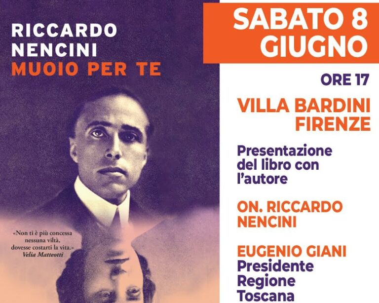 Riccardo Nencini presenta a Firenze il romanzo “Muoio per te”