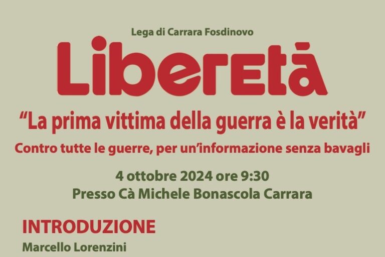 Il 4 ottobre la Festa di LiberEtà a Cà Michele Bonascola (Carrara)