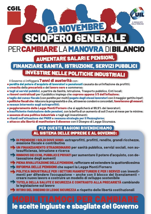 Volantino CGIL UIL Sciopero 29nov24