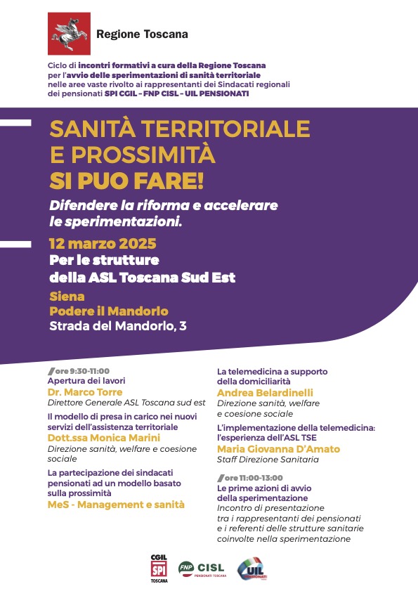 Locandina corso Regione sanita ASL SUD EST Siena 12 marzo