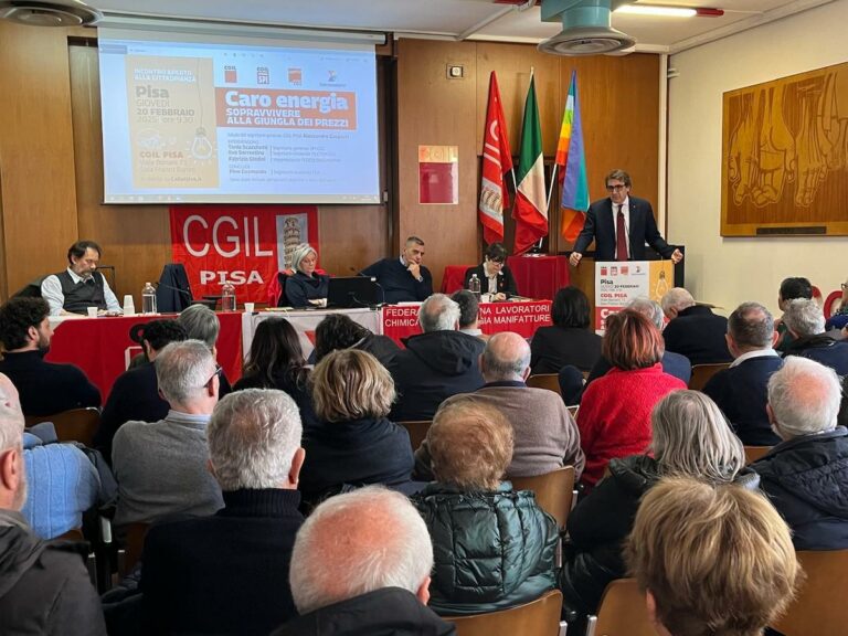 Riparte da Pisa la campagna contro il “caro energia” promossa Cgil, Spi Cgil, Filctem Cgil e Federconsumatori