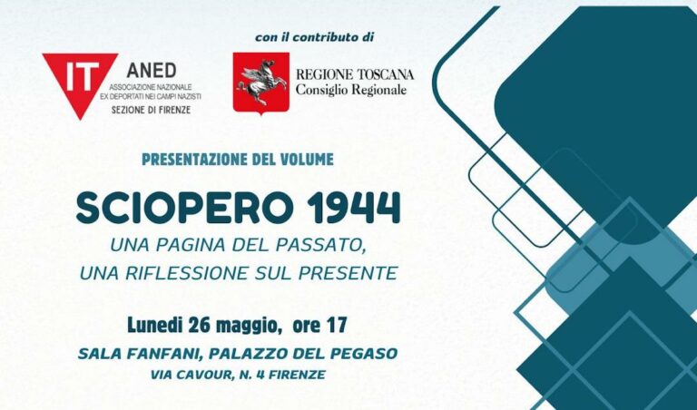 “Sciopero 1944”: il 26 maggio presentazione del volume a Firenze
