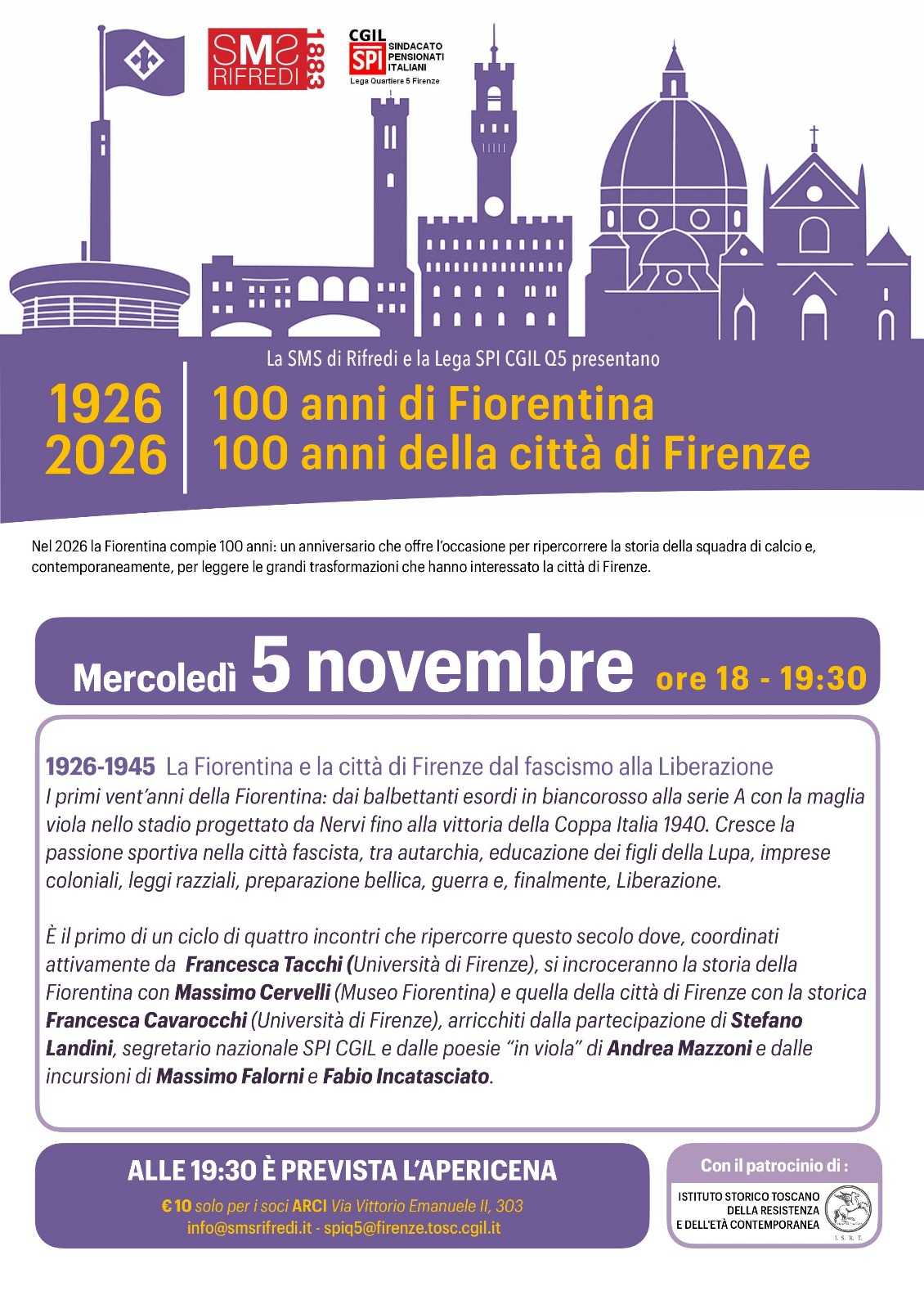 "100 anni di Fiorentina 100 anni della città di Firenze": 1°incontro con Stefano Landini (FOTO). 2°incontro il 12 novembre 7 5 novembre