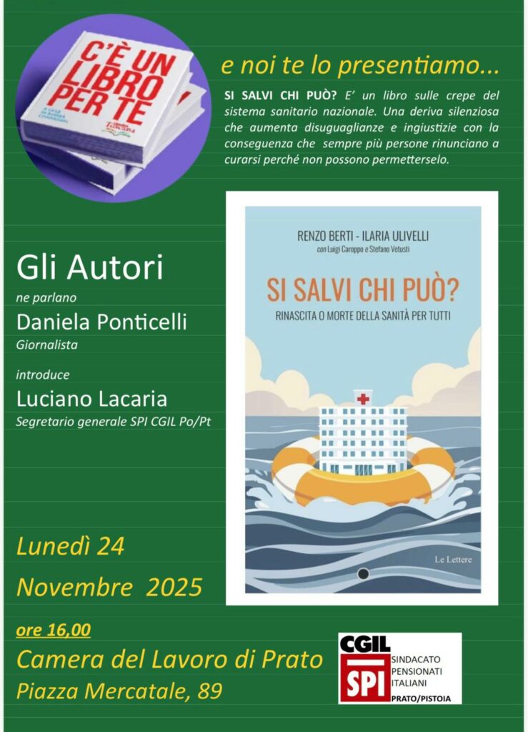 Il 24 novembre a Prato la presentazione del libro "Si salvi chi può? Rinascita o morte della sanità per tutti" 1 WhatsApp Image 2025 11 04 at 18.16.00
