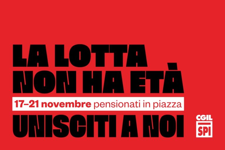 Dal 17 al 21 novembre la mobilitazione Spi Cgil “Pensionati in piazza”