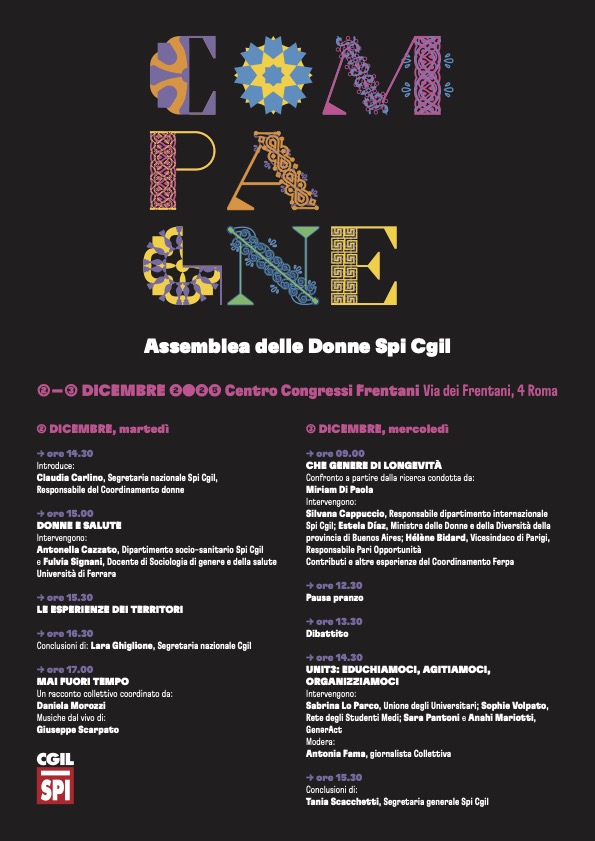 Il 2 e 3 dicembre a Roma l'Assemblea delle Donne Spi Cgil 1 compagne programma assemblea donne