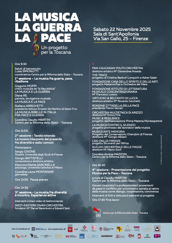 "La Musica La Guerra La Pace. Un progetto per la Toscana": convegno il 22 novembre a Firenze 1 convegno musica guerra pace 2