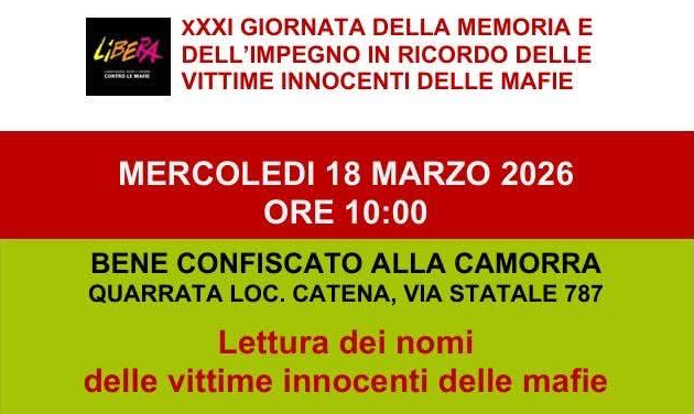 Quarrata ricorda le vittime innocenti delle mafie