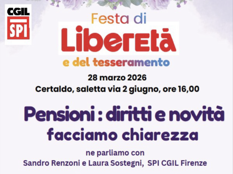 Festa di LiberEtà a Certaldo: incontro su pensioni, diritti e novità