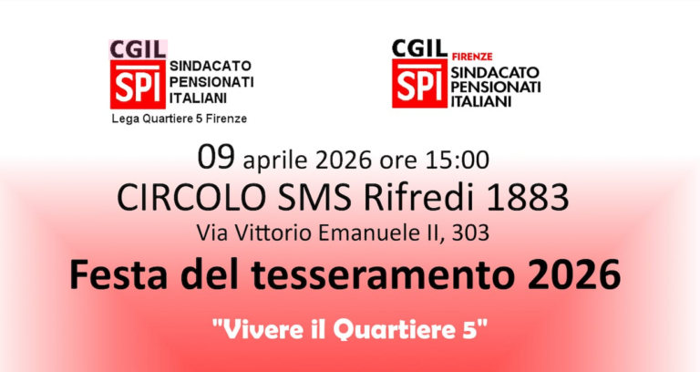 Firenze, festa del tesseramento SPI CGIL Quartiere 5 al Circolo SMS Rifredi