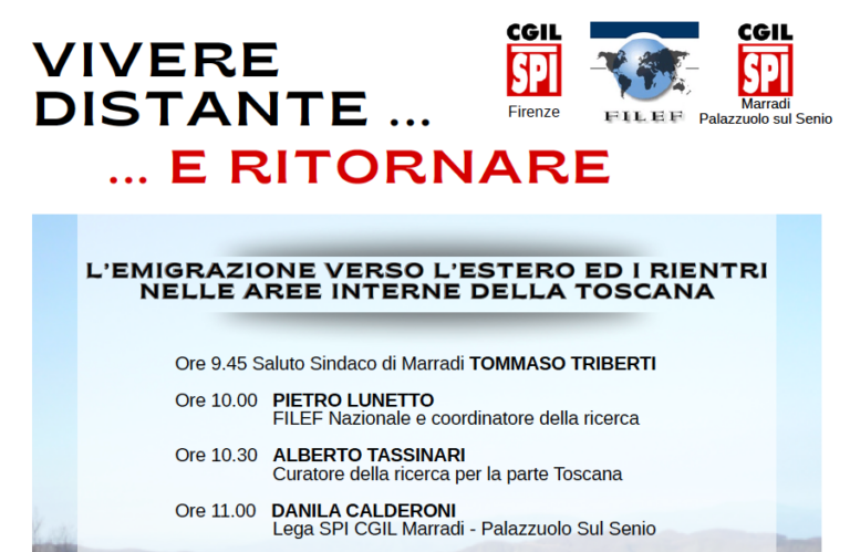 “Vivere distante… e ritornare”: a Marradi un incontro sull’emigrazione e il ritorno nelle aree interne della Toscana