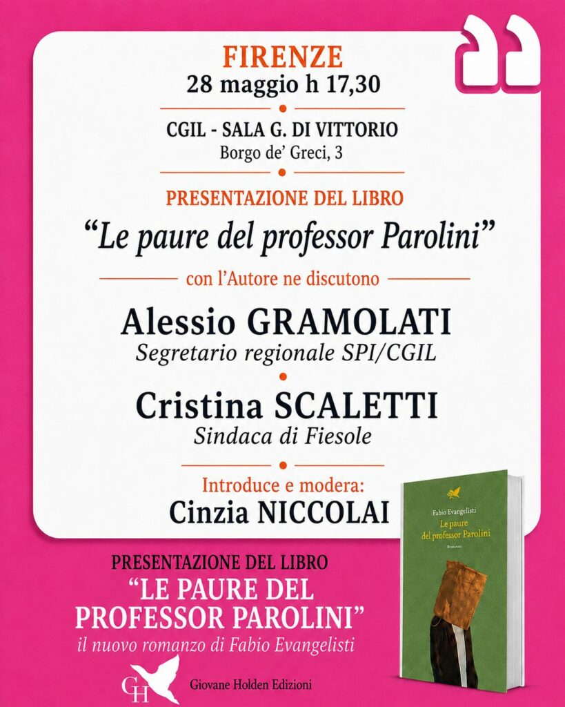 A Firenze la presentazione del nuovo romanzo di Fabio Evangelisti con Alessio Gramolati 1 WhatsApp Image 2026 05 21 at 15.56.43