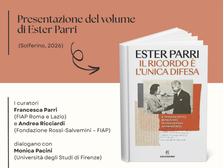 A Firenze la presentazione del volume di Ester Parri “Il ricordo è l’unica difesa”